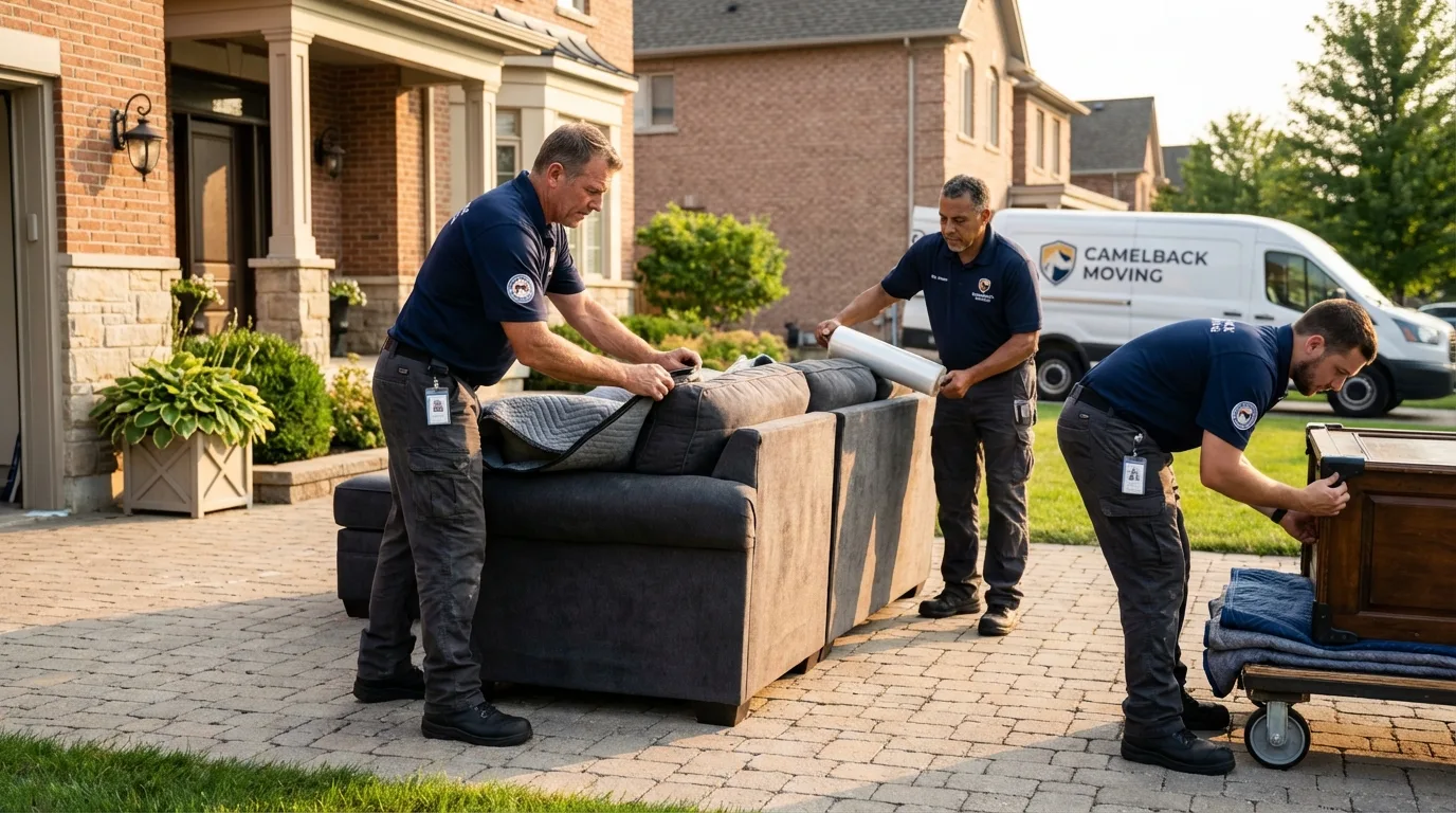 Large estate moving crew wrapping furniture in Laverne, OK